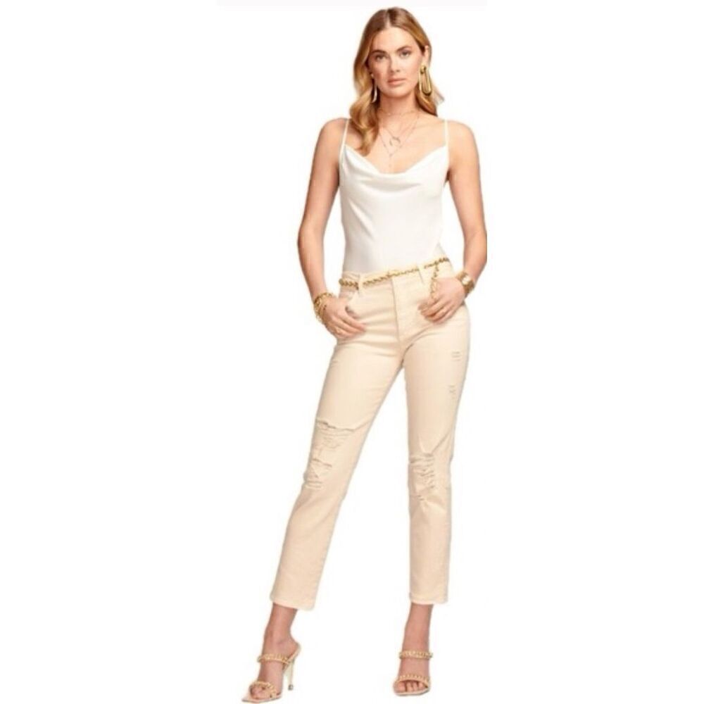 Ramy Brook Adriana Hi Rise Distressed Jean in Linen NWT Size 25